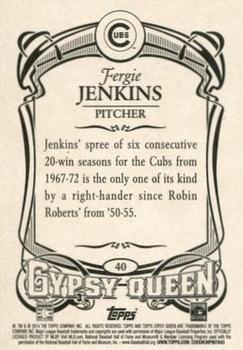 2014 Topps Gypsy Queen #40 Fergie Jenkins Back