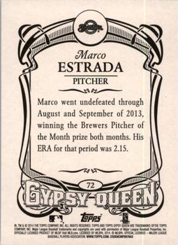 2014 Topps Gypsy Queen #72 Marco Estrada Back