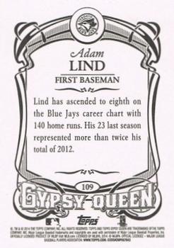2014 Topps Gypsy Queen #109 Adam Lind Back