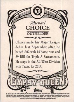 2014 Topps Gypsy Queen #113 Michael Choice Back