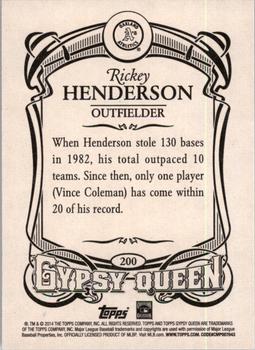 2014 Topps Gypsy Queen #200 Rickey Henderson Back