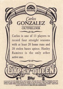 2014 Topps Gypsy Queen #207 Carlos Gonzalez Back