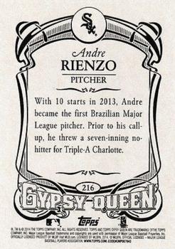2014 Topps Gypsy Queen #216 Andre Rienzo Back