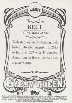 2014 Topps Gypsy Queen #220 Brandon Belt Back
