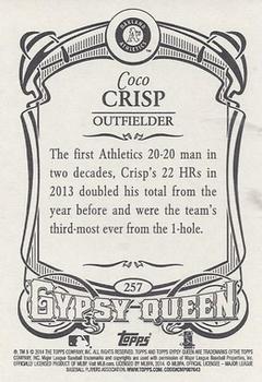 2014 Topps Gypsy Queen #257 Coco Crisp Back