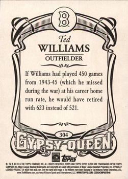 2014 Topps Gypsy Queen #304 Ted Williams Back