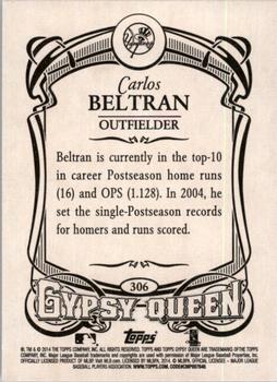 2014 Topps Gypsy Queen #306 Carlos Beltran Back