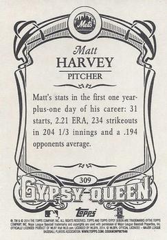2014 Topps Gypsy Queen #309 Matt Harvey Back