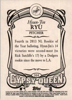2014 Topps Gypsy Queen #314 Hyun-Jin Ryu Back