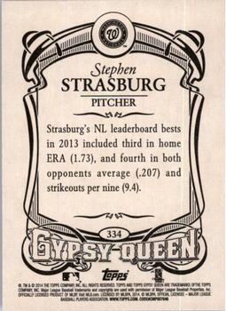 2014 Topps Gypsy Queen #334 Stephen Strasburg Back