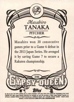 2014 Topps Gypsy Queen #346 Masahiro Tanaka Back