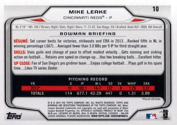 2014 Bowman #10 Mike Leake Back