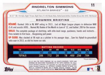 2014 Bowman #11 Andrelton Simmons Back