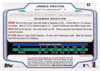 2014 Bowman #43 James Paxton Back