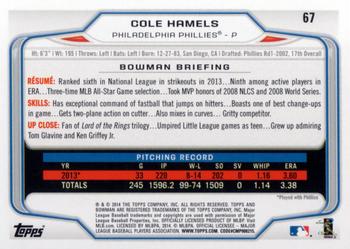 2014 Bowman #67 Cole Hamels Back