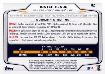 2014 Bowman #82 Hunter Pence Back