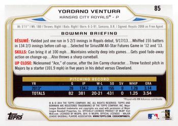 2014 Bowman #85 Yordano Ventura Back
