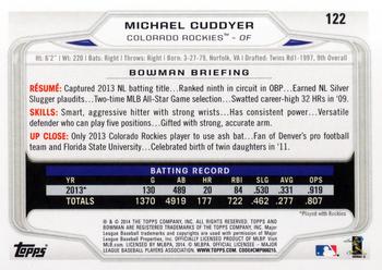 2014 Bowman #122 Michael Cuddyer Back