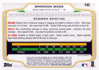 2014 Bowman #142 Brandon Moss Back