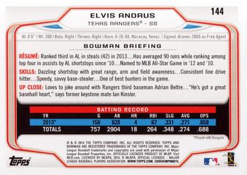 2014 Bowman #144 Elvis Andrus Back