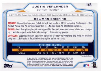 2014 Bowman #146 Justin Verlander Back