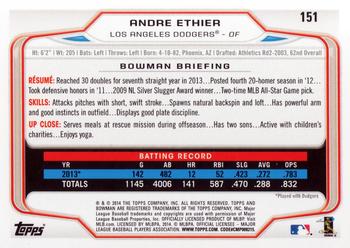 2014 Bowman #151 Andre Ethier Back