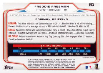 2014 Bowman #153 Freddie Freeman Back