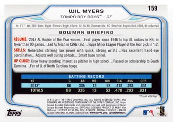 2014 Bowman #159 Wil Myers Back