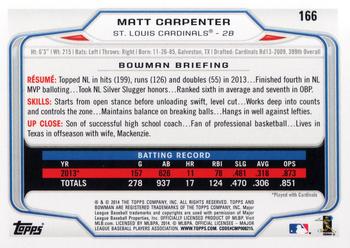 2014 Bowman #166 Matt Carpenter Back