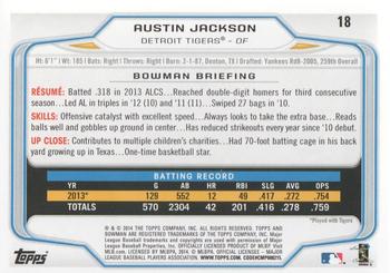 2014 Bowman #18 Austin Jackson Back