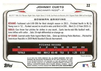 2014 Bowman #22 Johnny Cueto Back