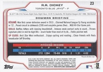2014 Bowman #23 R.A. Dickey Back