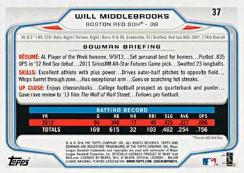 2014 Bowman #37 Will Middlebrooks Back