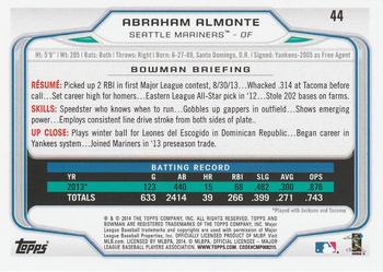 2014 Bowman #44 Abraham Almonte Back