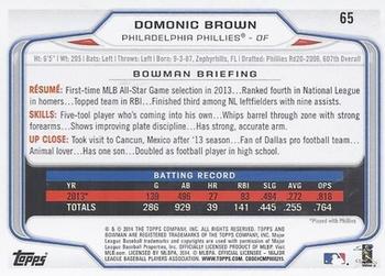 2014 Bowman #65 Domonic Brown Back