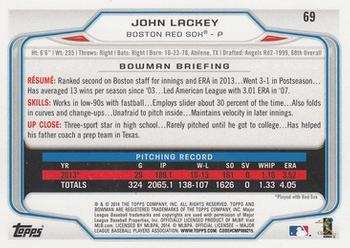 2014 Bowman #69 John Lackey Back