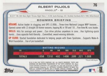 2014 Bowman #76 Albert Pujols Back