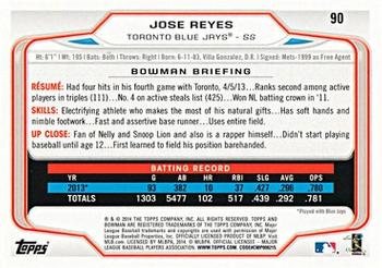 2014 Bowman #90 Jose Reyes Back