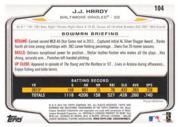 2014 Bowman #104 J.J. Hardy Back
