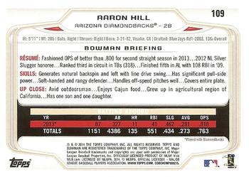 2014 Bowman #109 Aaron Hill Back