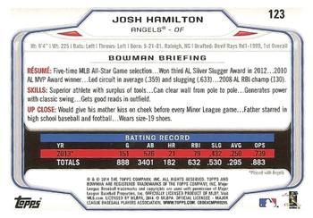 2014 Bowman #123 Josh Hamilton Back