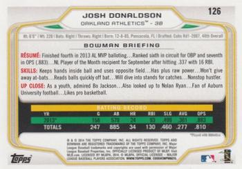 2014 Bowman #126 Josh Donaldson Back