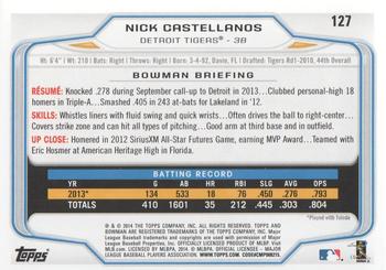 2014 Bowman #127 Nick Castellanos Back