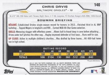 2014 Bowman #140 Chris Davis Back