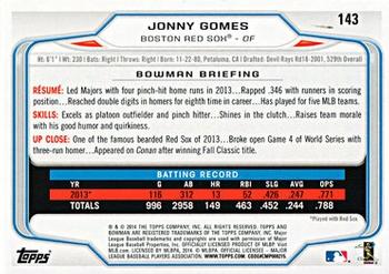 2014 Bowman #143 Jonny Gomes Back