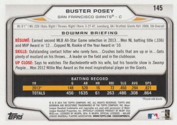 2014 Bowman #145 Buster Posey Back