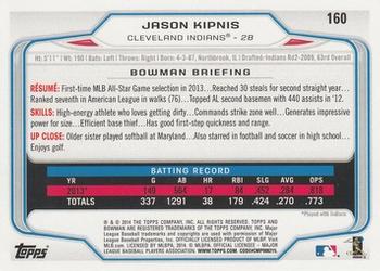 2014 Bowman #160 Jason Kipnis Back