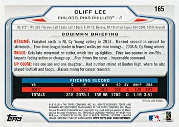 2014 Bowman #165 Cliff Lee Back