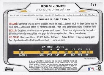2014 Bowman #177 Adam Jones Back