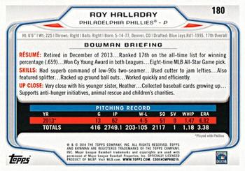 2014 Bowman #180 Roy Halladay Back